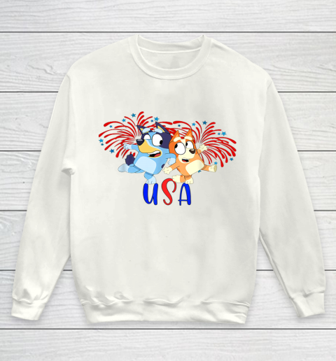 Blueys 4th of July Red White And Blue America Youth Sweatshirt