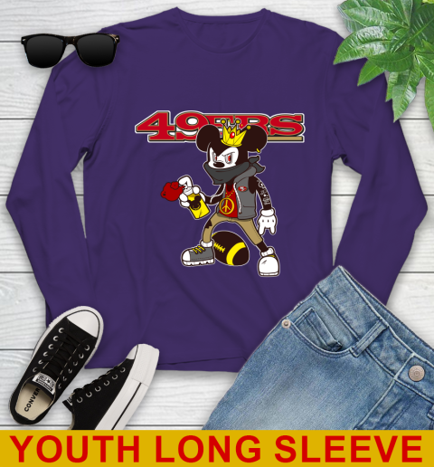 San Francisco 49ers NFL Football Mickey Peace Sign Sports Youth Long Sleeve 5