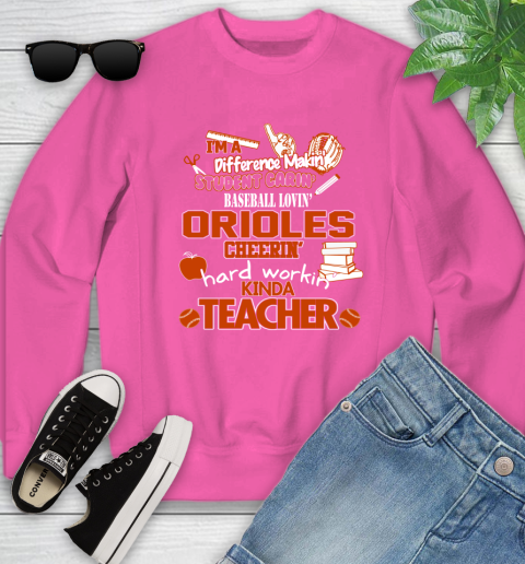 Baltimore Orioles MLB I'm A Difference Making Student Caring Baseball Loving Kinda Teacher Youth Sweatshirt 7 Baltimore Orioles MLB I'm A Difference Making Student Caring Baseball Loving Kinda Teacher Youth Sweatshirt - Image 7