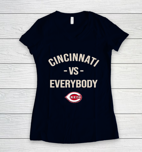 Cincinnati Reds Vs Everybody Women's V-Neck T-Shirt 2
