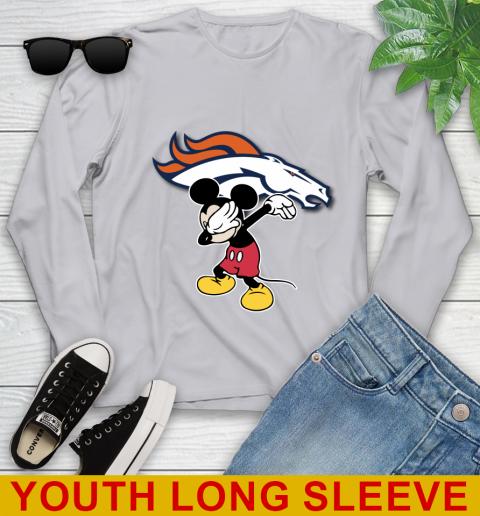 Denver Broncos NFL Football Dabbing Mickey Disney Sports Youth Long Sleeve 7 Denver Broncos NFL Football Dabbing Mickey Disney Sports Youth Long Sleeve - Image 7