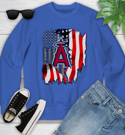 Los Angeles Angels MLB Baseball American Flag Youth Sweatshirt 7