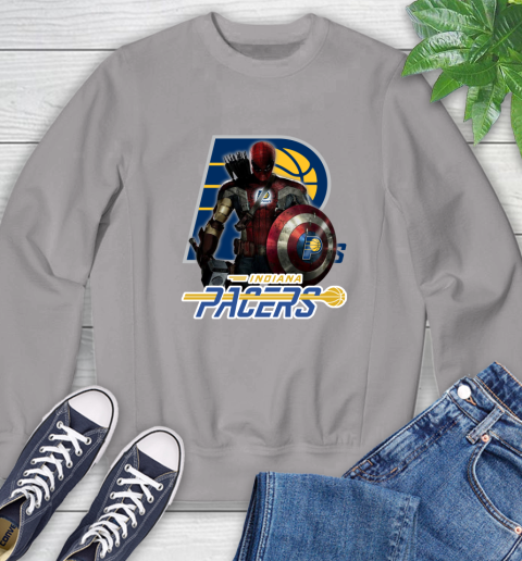 Indiana Pacers NBA Basketball Captain America Thor Spider Man Hawkeye Avengers Sweatshirt 5