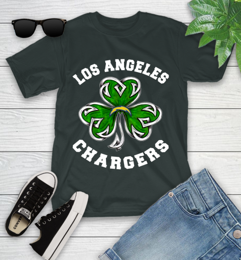 NFL Los Angeles Chargers Three Leaf Clover St Patrick's Day Football Sports Youth T-Shirt 6
