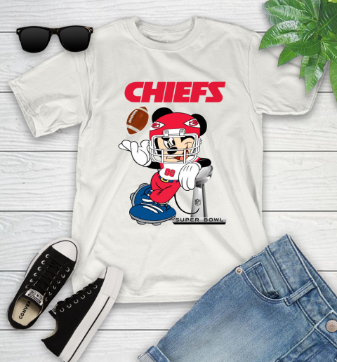 NFL Kansas city chiefs Mickey Mouse Disney Super Bowl Football T Shirt Youth T-Shirt