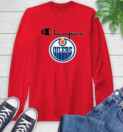 NHL Hockey Edmonton Oilers Champion Shirt Long Sleeve T-Shirt 9