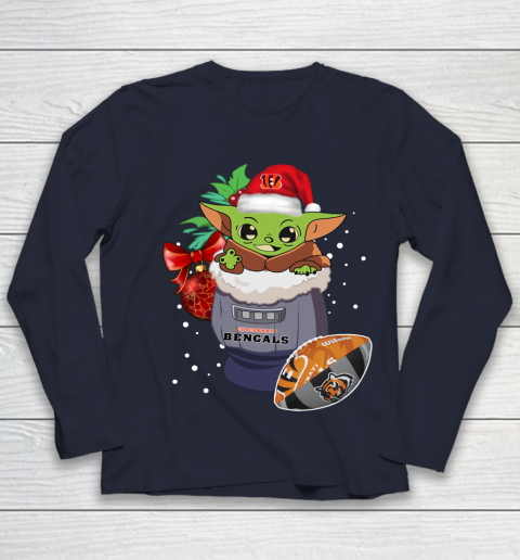 Cincinnati Bengals Christmas Baby Yoda Star Wars Funny Happy NFL Youth Long Sleeve 3