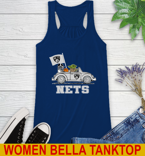 NBA Basketball Brooklyn Nets Darth Vader Baby Yoda Driving Star Wars Shirt Racerback Tank 9