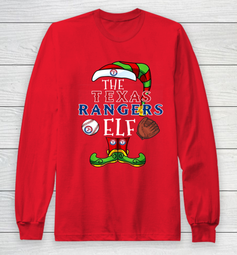 Texas Rangers Christmas ELF Funny MLB Long Sleeve T-Shirt 7