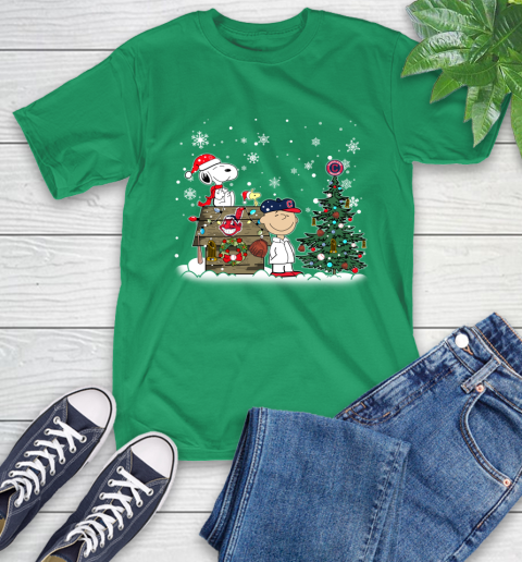 MLB Cleveland Indians Snoopy Charlie Brown Christmas Baseball Commissioner's Trophy T-Shirt 7