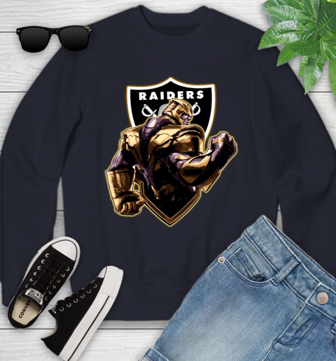 NFL Thanos Avengers Endgame Football Sports Oakland Raiders Youth Sweatshirt 3