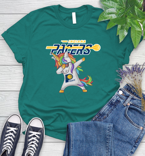 Indiana Pacers NBA Basketball Funny Unicorn Dabbing Sports Women's T-Shirt 12