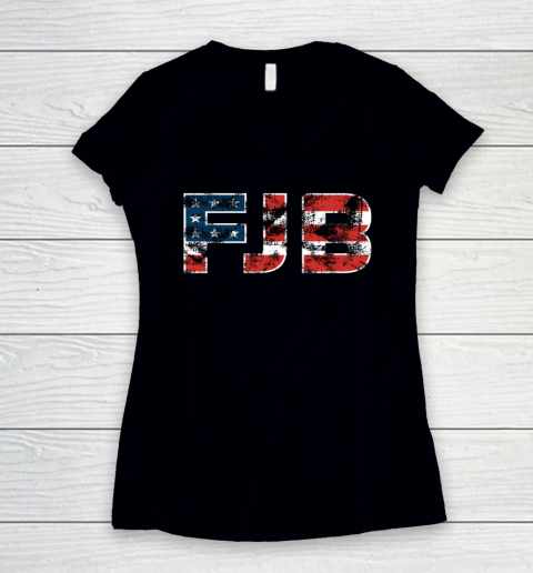 FJB Pro America US Distressed Flag Fuck Biden FJB Women's V-Neck T-Shirt