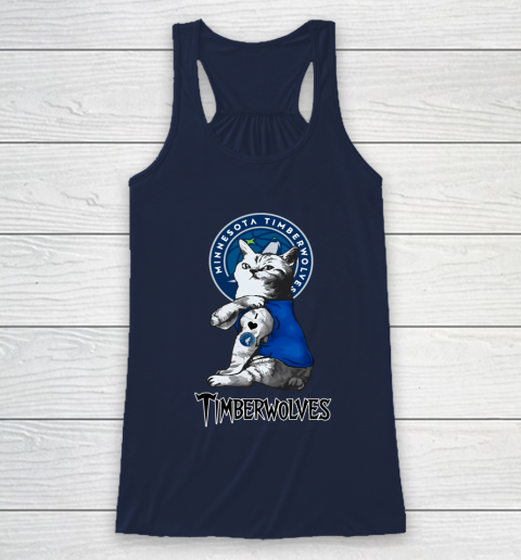 NBA Basketball My Cat Loves Minnesota Timberwolves Racerback Tank 8