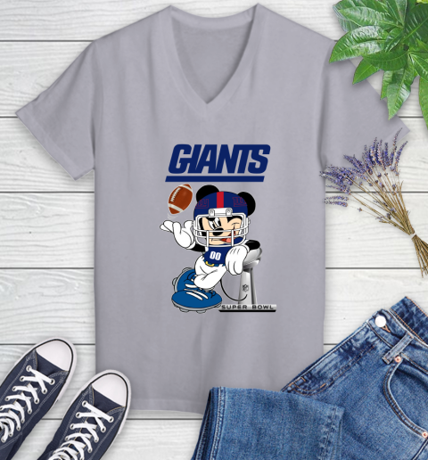 NFL newyork giants Mickey Mouse Disney Super Bowl Football T Shirt Women's V-Neck T-Shirt 4