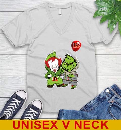 Cincinnati Bengals Baby Pennywise Grinch Christmas NFL Football V-Neck T-Shirt