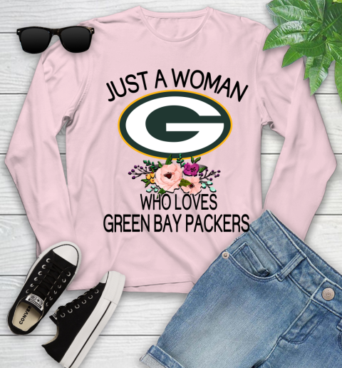 NFL Just A Woman Who Loves Green Bay Packers Football Sports Youth Long Sleeve 7