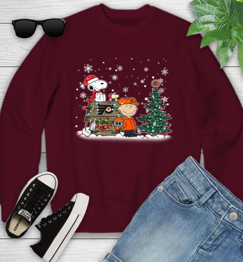 NHL Philadelphia Flyers Snoopy Charlie Brown Woodstock Christmas Stanley Cup Hockey Youth Sweatshirt 4