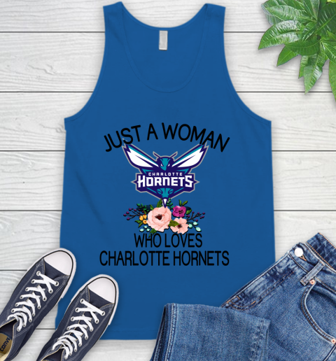 NBA Just A Woman Who Loves Charlotte Hornets Basketball Sports Tank Top 3