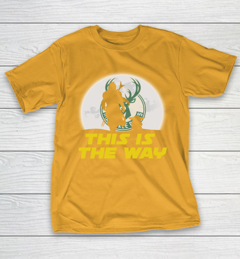 Milwaukee Bucks NBA Basketball Star Wars Yoda And Mandalorian This Is The Way T-Shirt 2