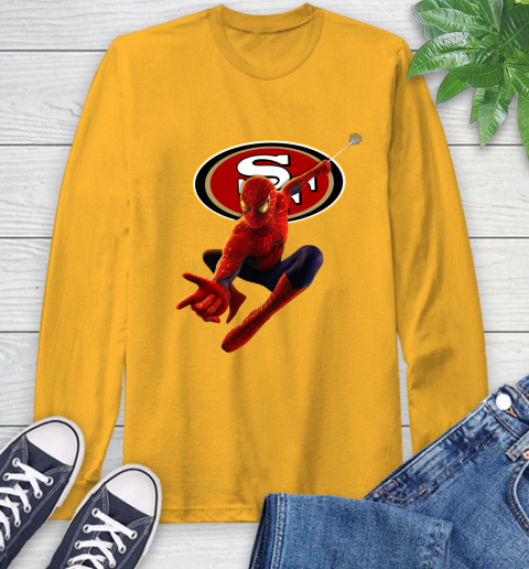 NFL Spider Man Avengers Endgame Football San Francisco 49ers Long Sleeve T-Shirt 3