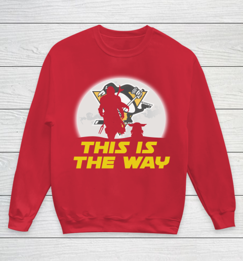 Pittsburgh Penguins NHL Ice Hockey Star Wars Yoda And Mandalorian This Is The Way Youth Sweatshirt 7