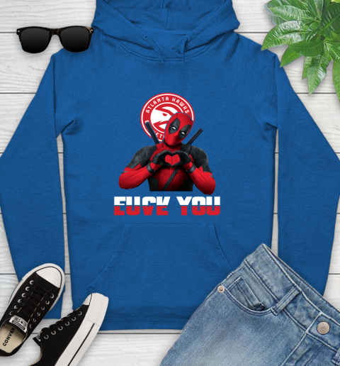 NBA Atlanta Hawks Deadpool Love You Fuck You Basketball Sports Youth Hoodie 11