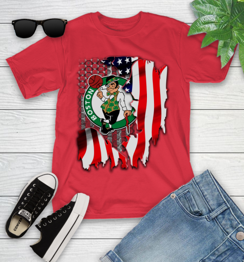 Boston Celtics NBA Basketball American Flag Youth T-Shirt 13