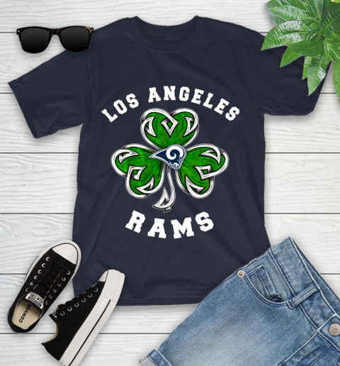 NFL Los Angeles Rams Three Leaf Clover St Patrick's Day Football Sports Youth T-Shirt 2
