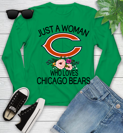 NFL Just A Woman Who Loves Chicago Bears Football Sports Youth Long Sleeve 4