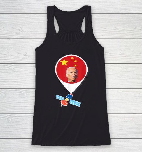 Chinese Spy Balloon Funny Surveillance Joe Biden China Flag Racerback Tank