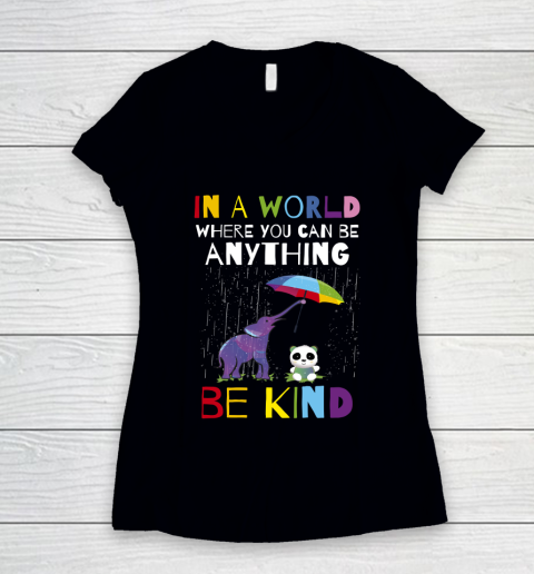 Autism Awareness  In A World Where You Can Be Anything Be Kind Women's V-Neck T-Shirt
