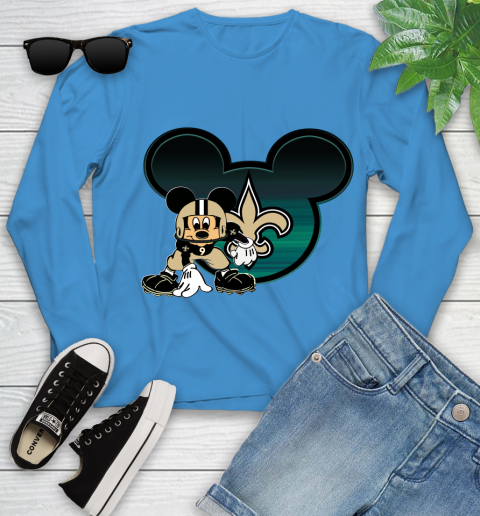 NFL New Orleans Saints Mickey Mouse Disney Football T Shirt Youth Long Sleeve 7