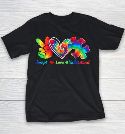 Autism Awareness Accept Understand Love Autism Mom Tie Dye Fitted Youth T-Shirt