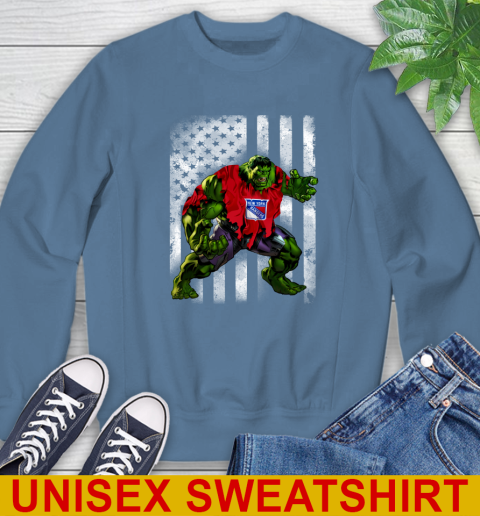 New York Rangers Hulk Marvel Avengers NHL Hockey American Flag Sweatshirt 10