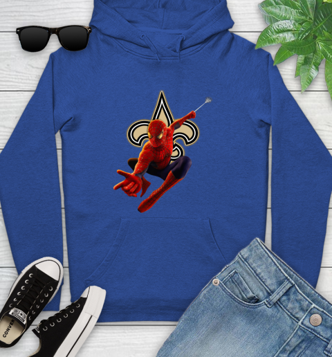 NFL Spider Man Avengers Endgame Football New Orleans Saints Youth Hoodie 9
