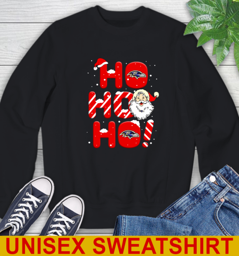 Baltimore Ravens NFL Football Ho Ho Ho Santa Claus Merry Christmas Shirt Sweatshirt
