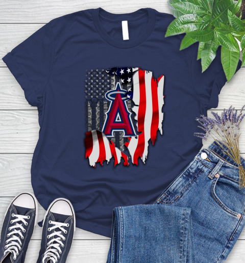 Los Angeles Angels MLB Baseball American Flag Women's T-Shirt 14
