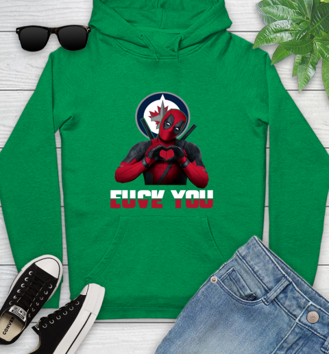 NHL Winnipeg Jets Deadpool Love You Fuck You Hockey Sports Youth Hoodie 9