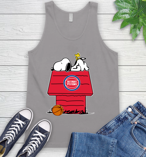 Detroit Pistons NBA Basketball Snoopy Woodstock The Peanuts Movie Tank Top 4