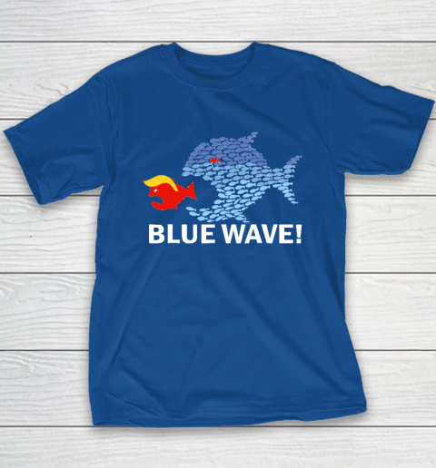 Blue Wave 2024 Funny Big Fish Eat Little Fish Trump Hair Youth T-Shirt 6