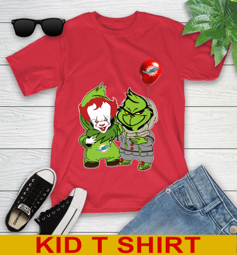 Miami Dolphins Baby Pennywise Grinch Christmas NFL Football Youth T-Shirt 10