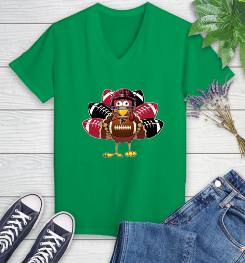 Atlanta Falcons Turkey Thanksgiving Day Women's V-Neck T-Shirt 5