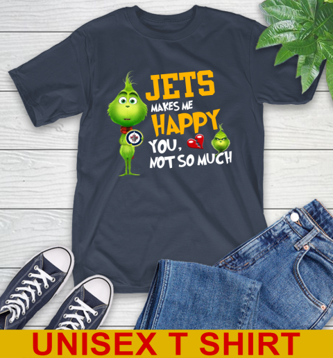 NHL Winnipeg Jets Makes Me Happy You Not So Much Grinch Hockey Sports T-Shirt 3