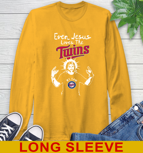 Minnesota Twins MLB Baseball Even Jesus Loves The Twins Shirt Long Sleeve T-Shirt 2