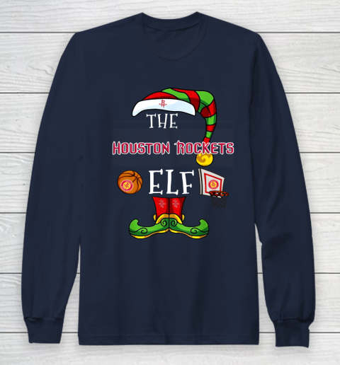Houston Rockets Christmas ELF Funny NBA Long Sleeve T-Shirt 2