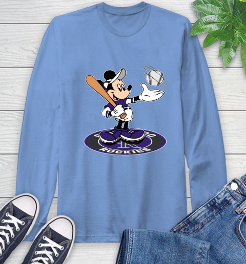 MLB Baseball Colorado Rockies Cheerful Mickey Disney Shirt Long Sleeve T-Shirt 12
