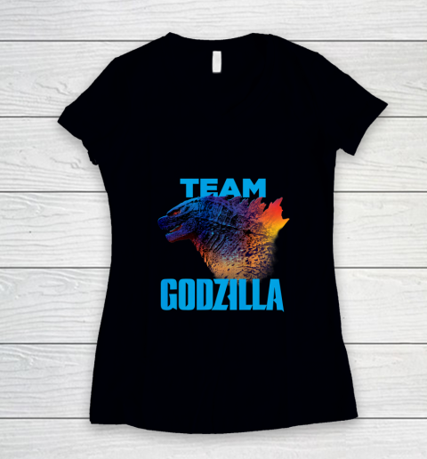 Godzilla vs Kong Official Team Godzilla Neon Women's V-Neck T-Shirt