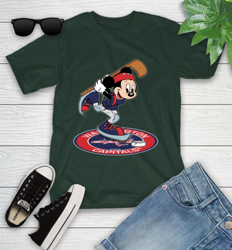 NHL Hockey Washington Capitals Cheerful Mickey Disney Shirt Youth T-Shirt 5