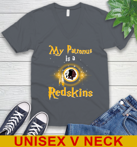 NFL Football Harry Potter My Patronus Is A Washington Redskins V-Neck T-Shirt 4